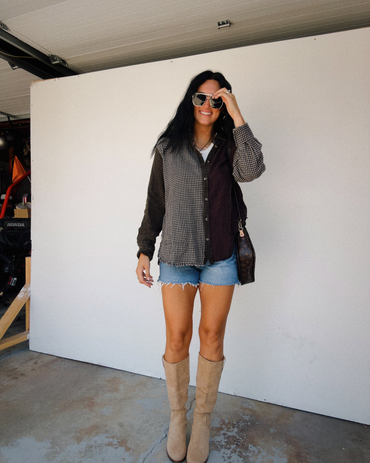 Fireside Distressed Flannel - Brown/Olive Multi