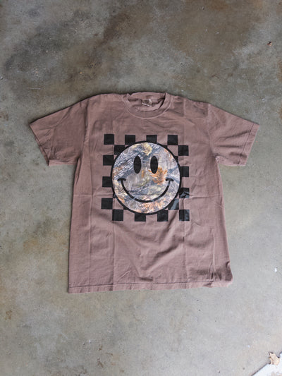 Camo Smiley Cotton Tee - Espresso