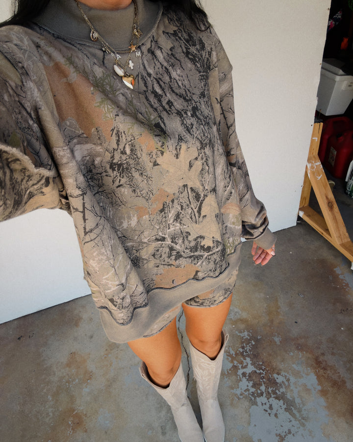 Camo Club Mock Neck Sweatshirt - Green Camo
