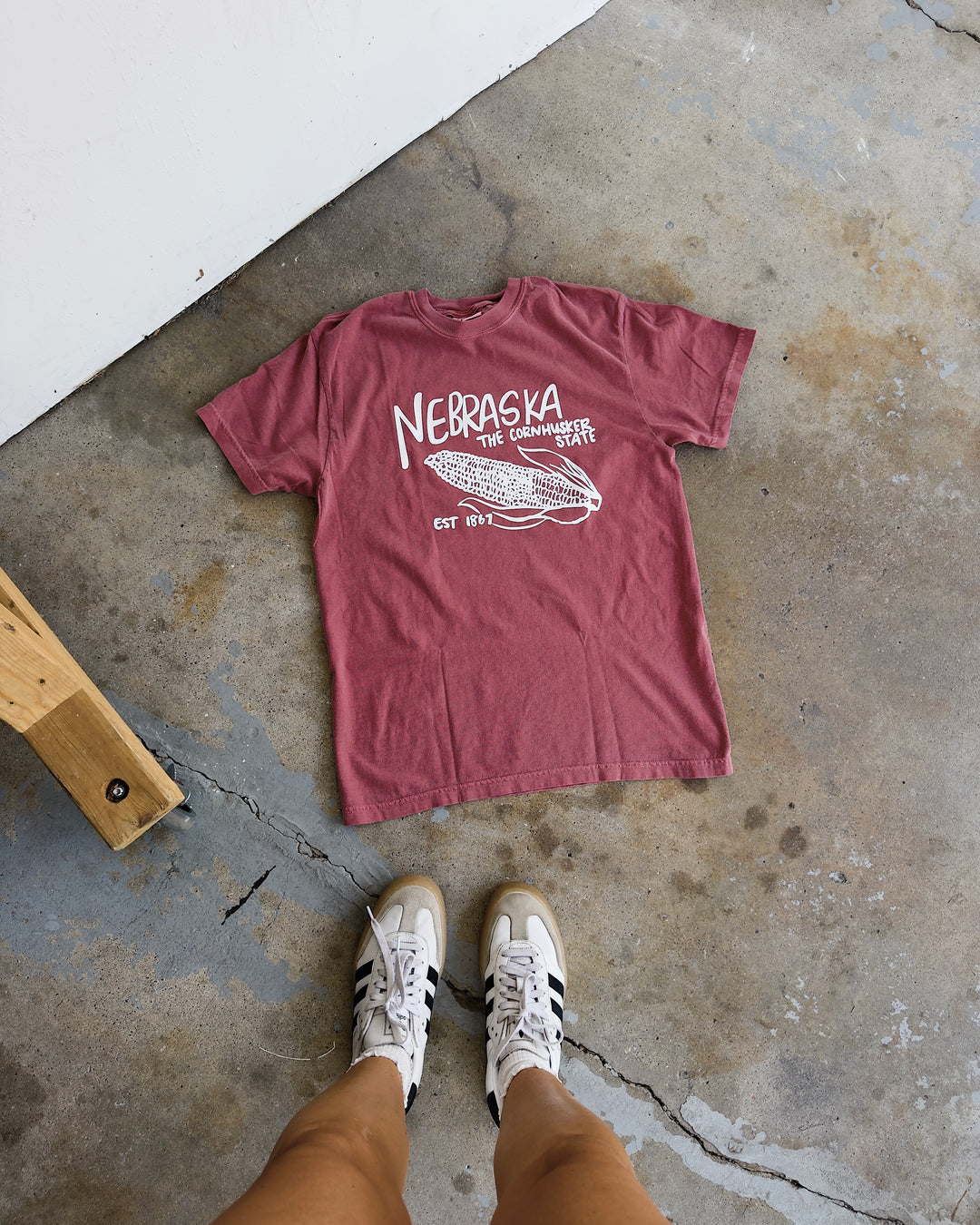 NE The Cornhusker State Cotton Tee - Crimson