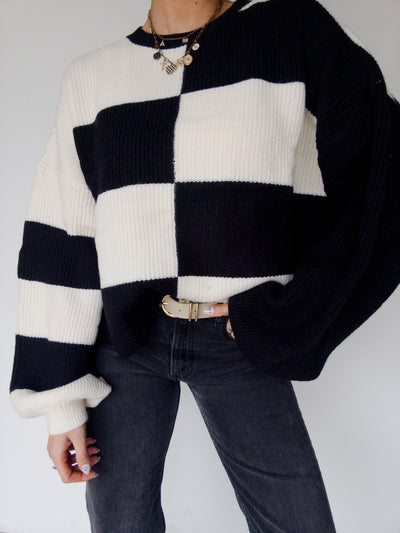 Colter Checkered Sweater - Black