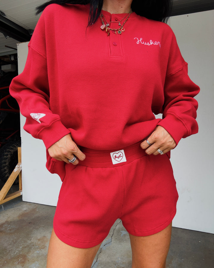Waffle Lounge Shorts - Red