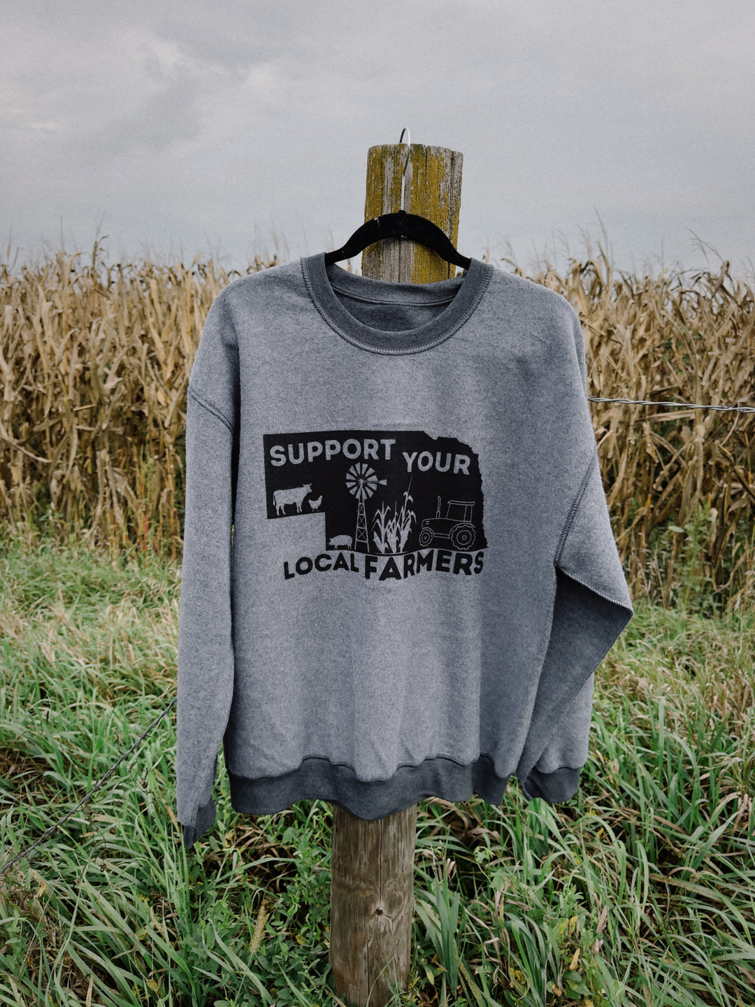 Support Your Local Farmers Inside Out Sweatshirt - Charcoal