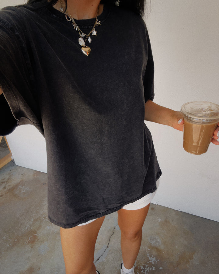 Everyday Washed Oversized Cotton Tee - Black