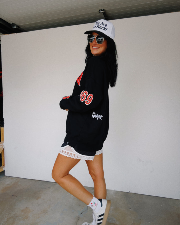 Nebraska All Over Scatter Mock Neck Sweatshirt - Black