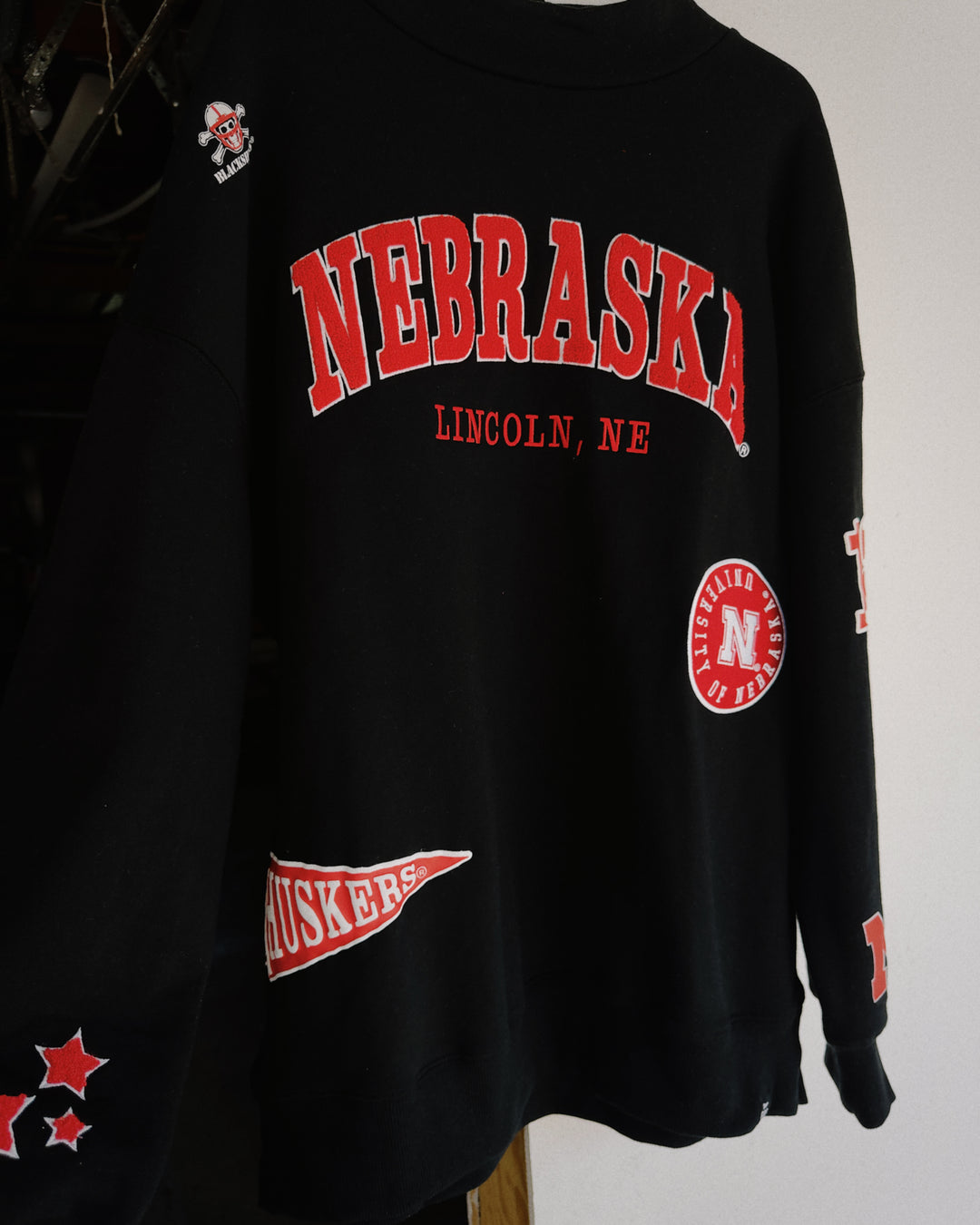 Nebraska All Over Scatter Mock Neck Sweatshirt - Black
