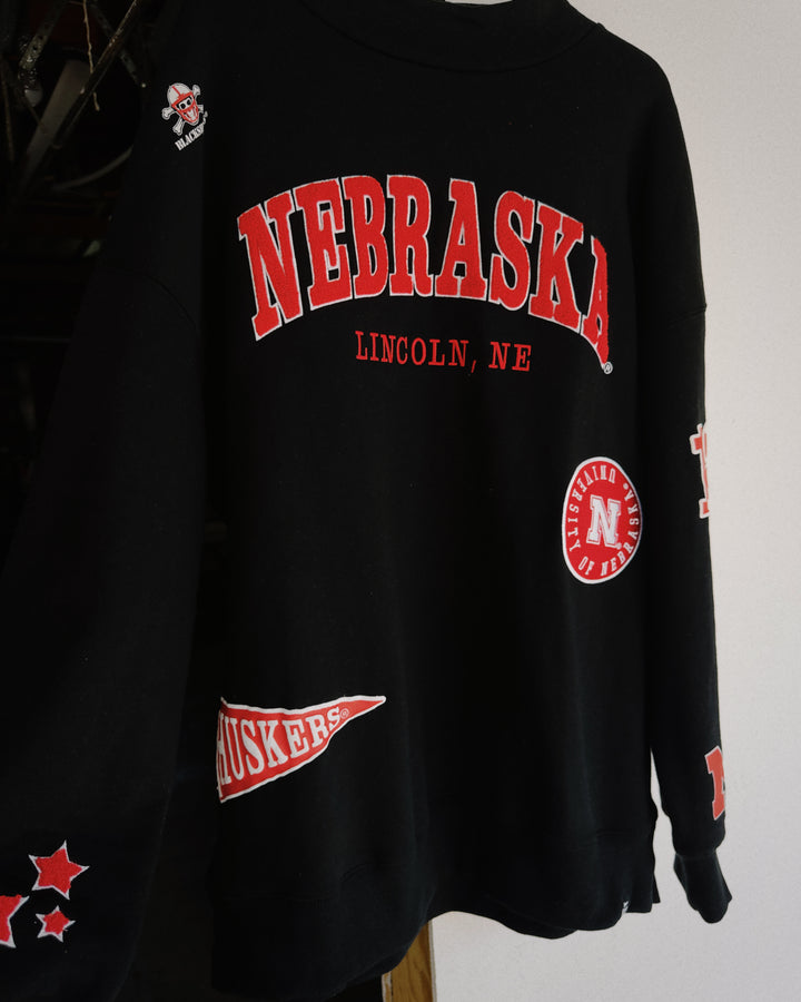 Nebraska All Over Scatter Mock Neck Sweatshirt - Black