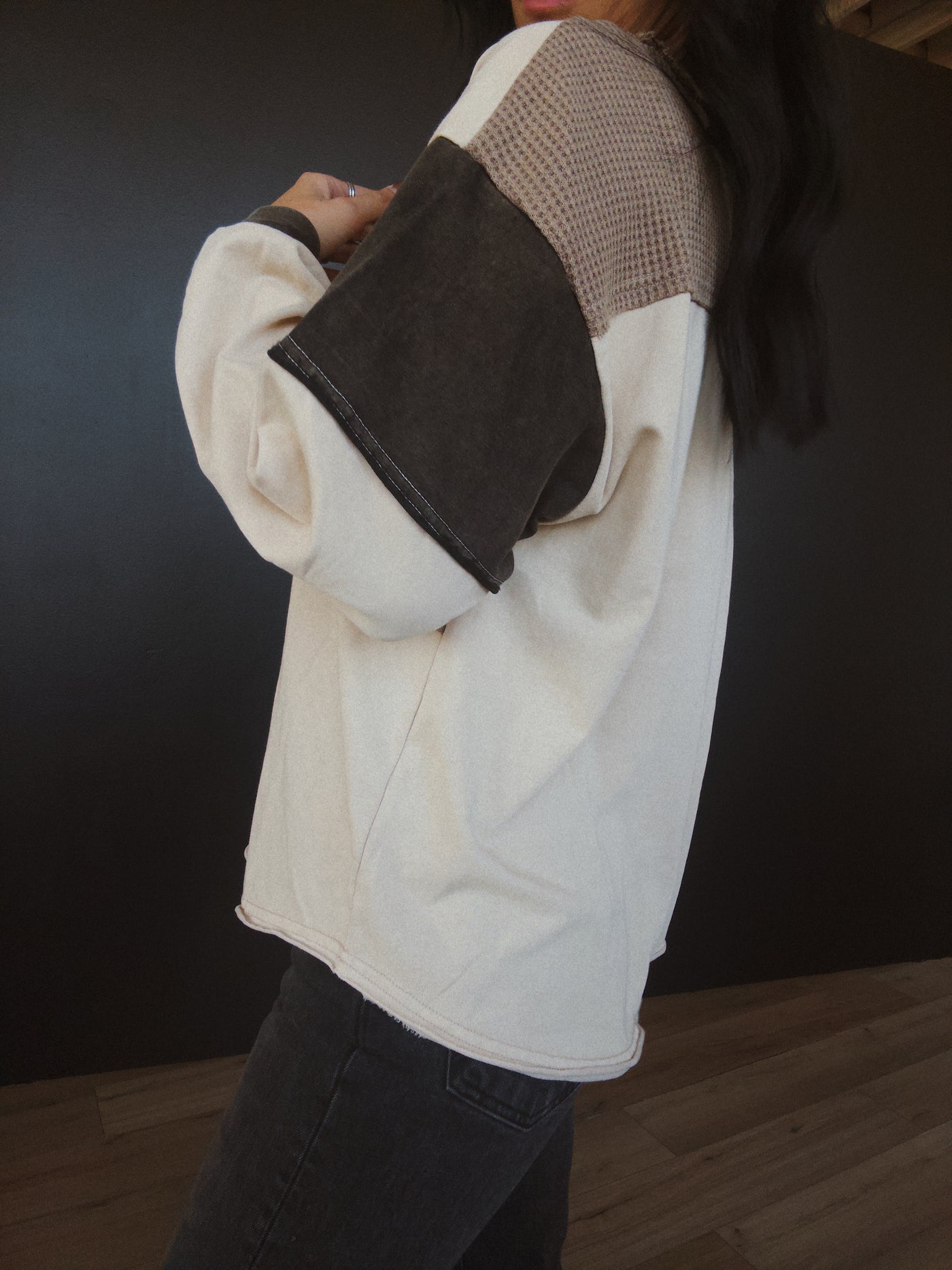 Harvest Colorblock Henley Top - Mocha