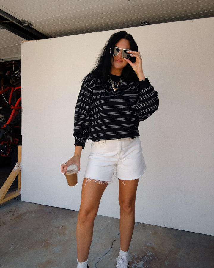 Off-Duty Striped Long Sleeve - Black/White