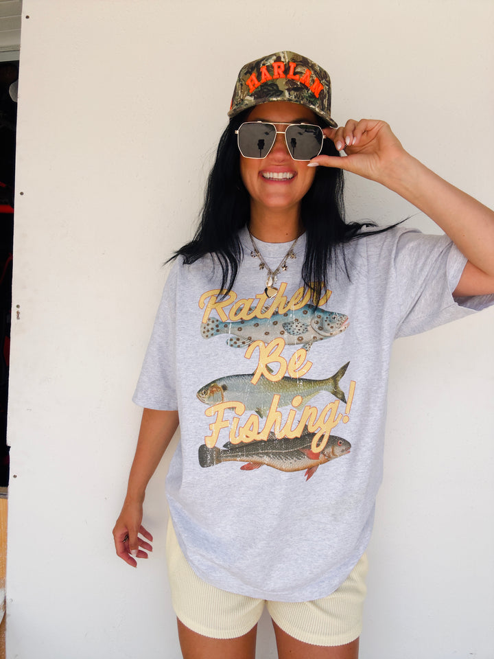 Rather Be Fishing Cotton Tee - Ash