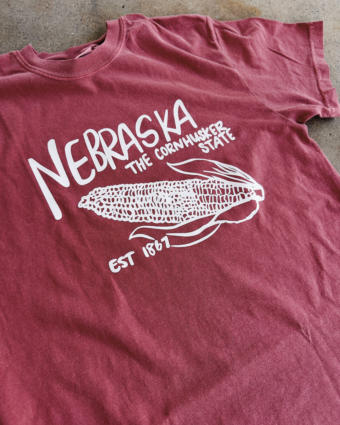 NE The Cornhusker State Cotton Tee - Crimson