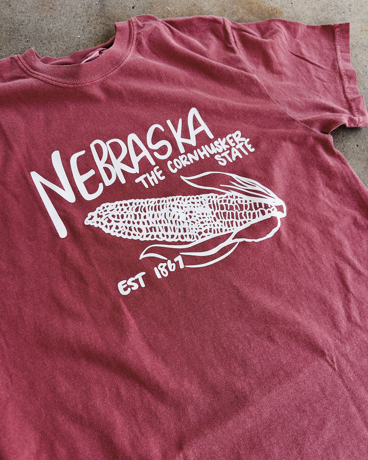 NE The Cornhusker State Cotton Tee - Crimson