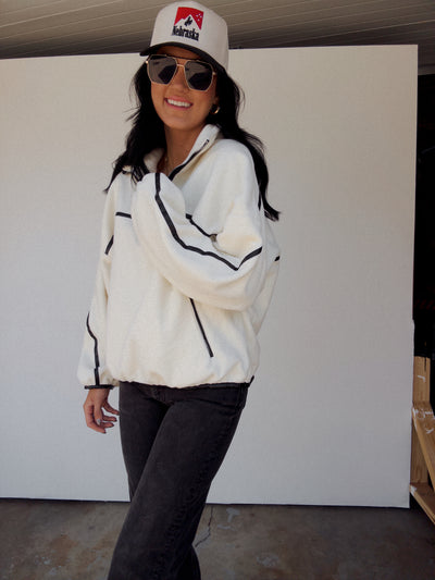 Eleanor Half Zip Fleece Pullover - Cream