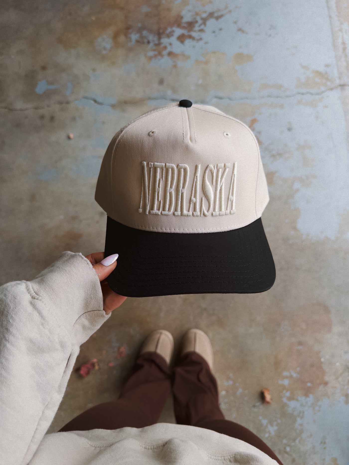 Neutral Nebraska Hat - Cream/Black