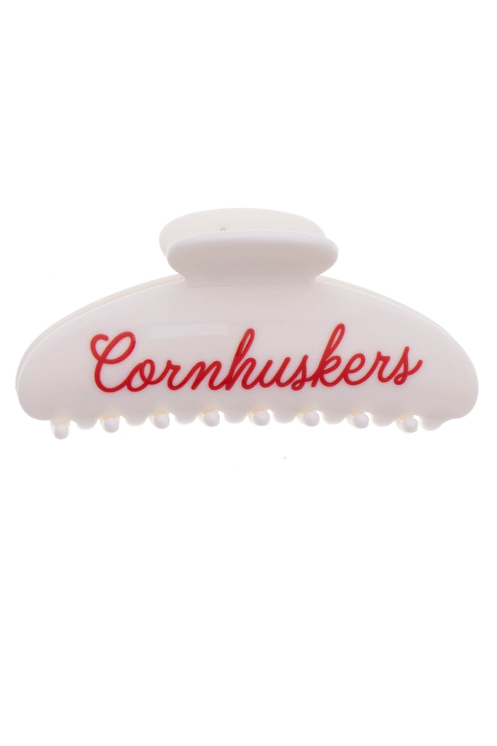 Cornhuskers Claw Clip - White