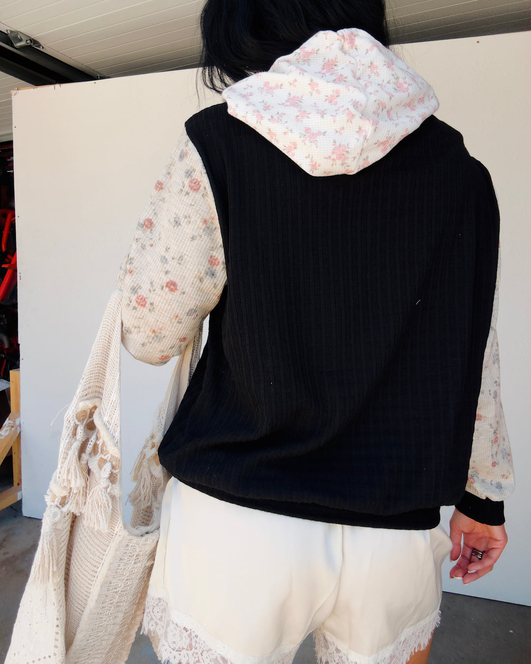 Boho Blossom Hoodie - Black