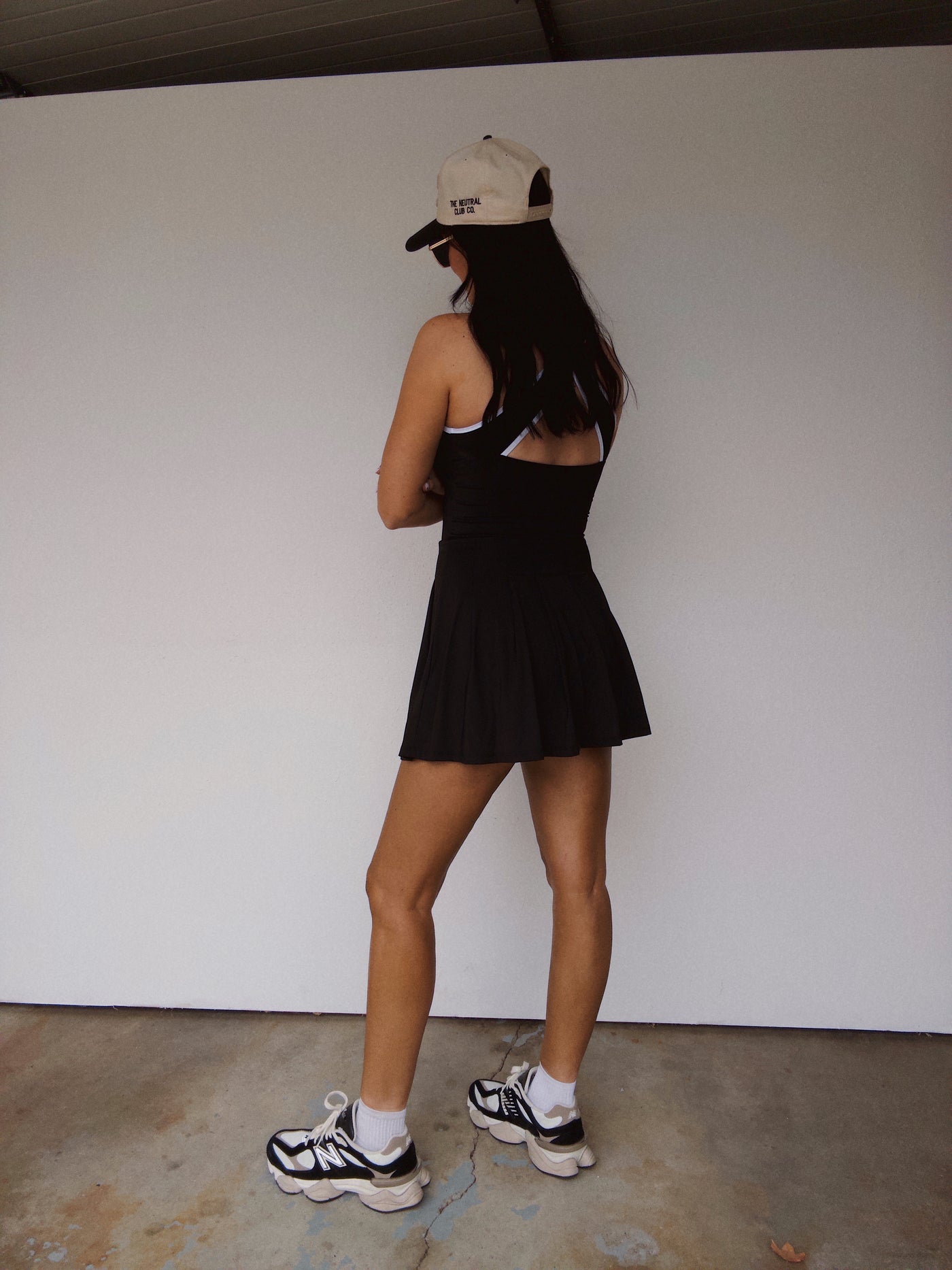 Criss Cross Athletic Dress - White/Black