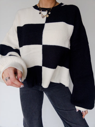 Colter Checkered Sweater - Black