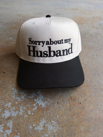 Sorry About My Husband Hat - Cream/Black