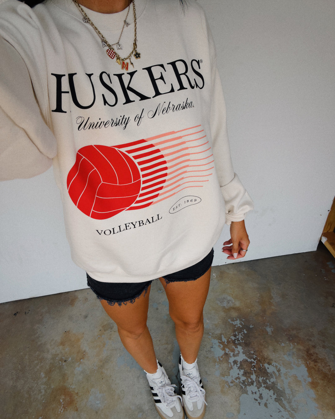 Huskers Retro Split Volleyball Sweatshirt - Sand