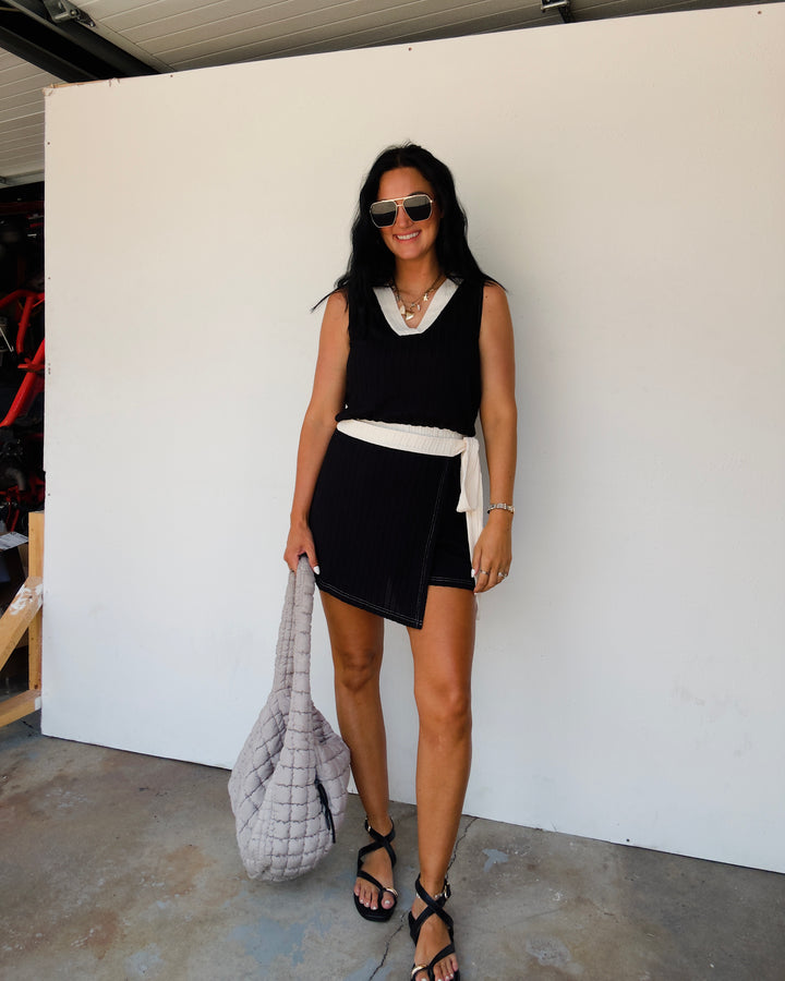 Sienna Wrap Romper - Black/Ivory