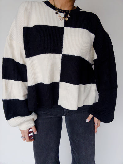 Colter Checkered Sweater - Black