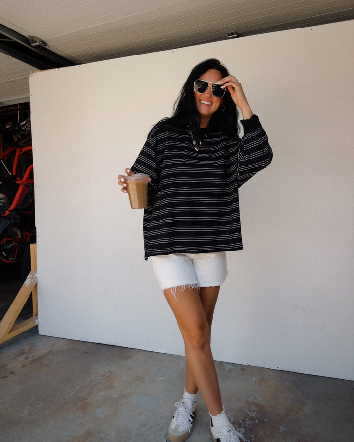 Off-Duty Striped Long Sleeve - Black/White