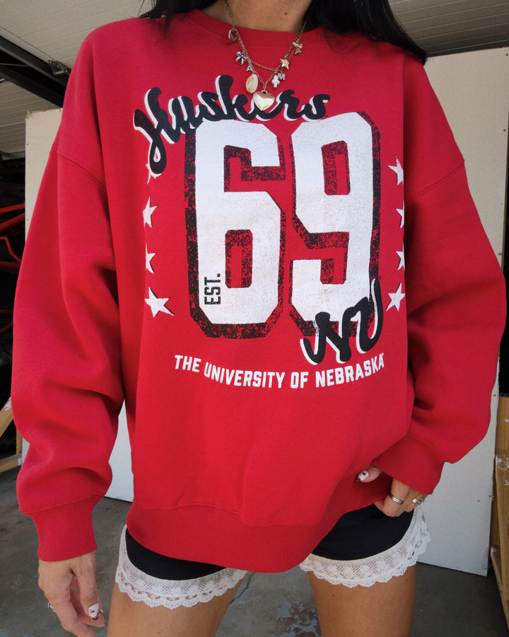 Huskers ‘69 Oversized Sweatshirt - Red
