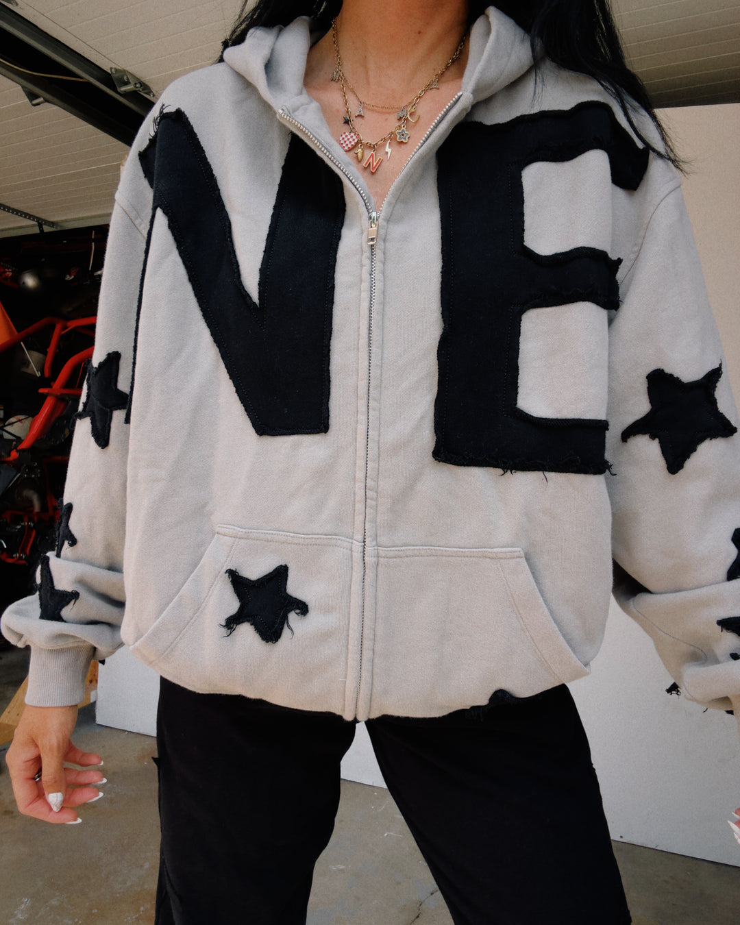 NE Star Zip Jacket - Charcoal/Black