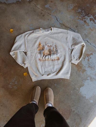 Deer Scene Sweatshirt - Sand