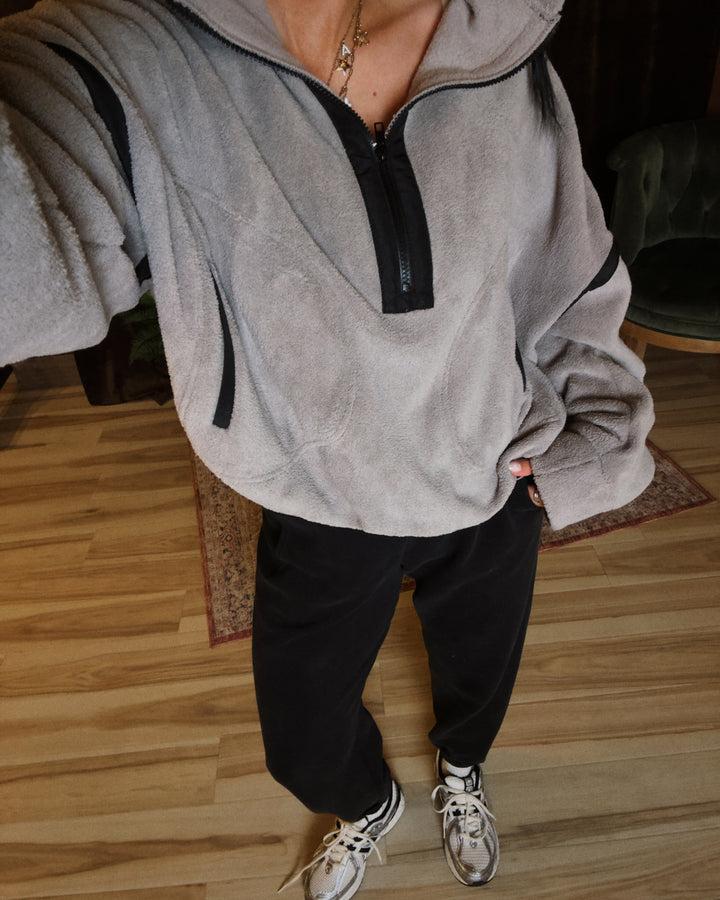 Cabin Cloud Half-Zip Sherpa - Ash Grey/Black