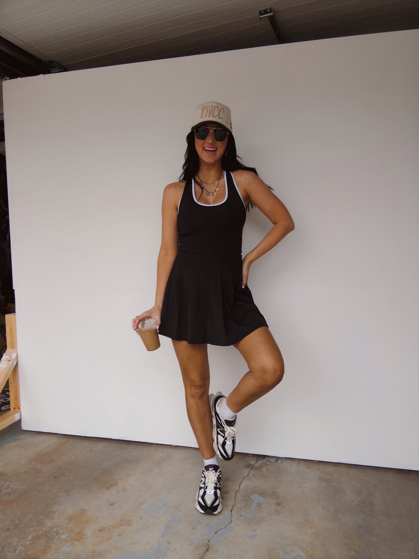 Criss Cross Athletic Dress - White/Black