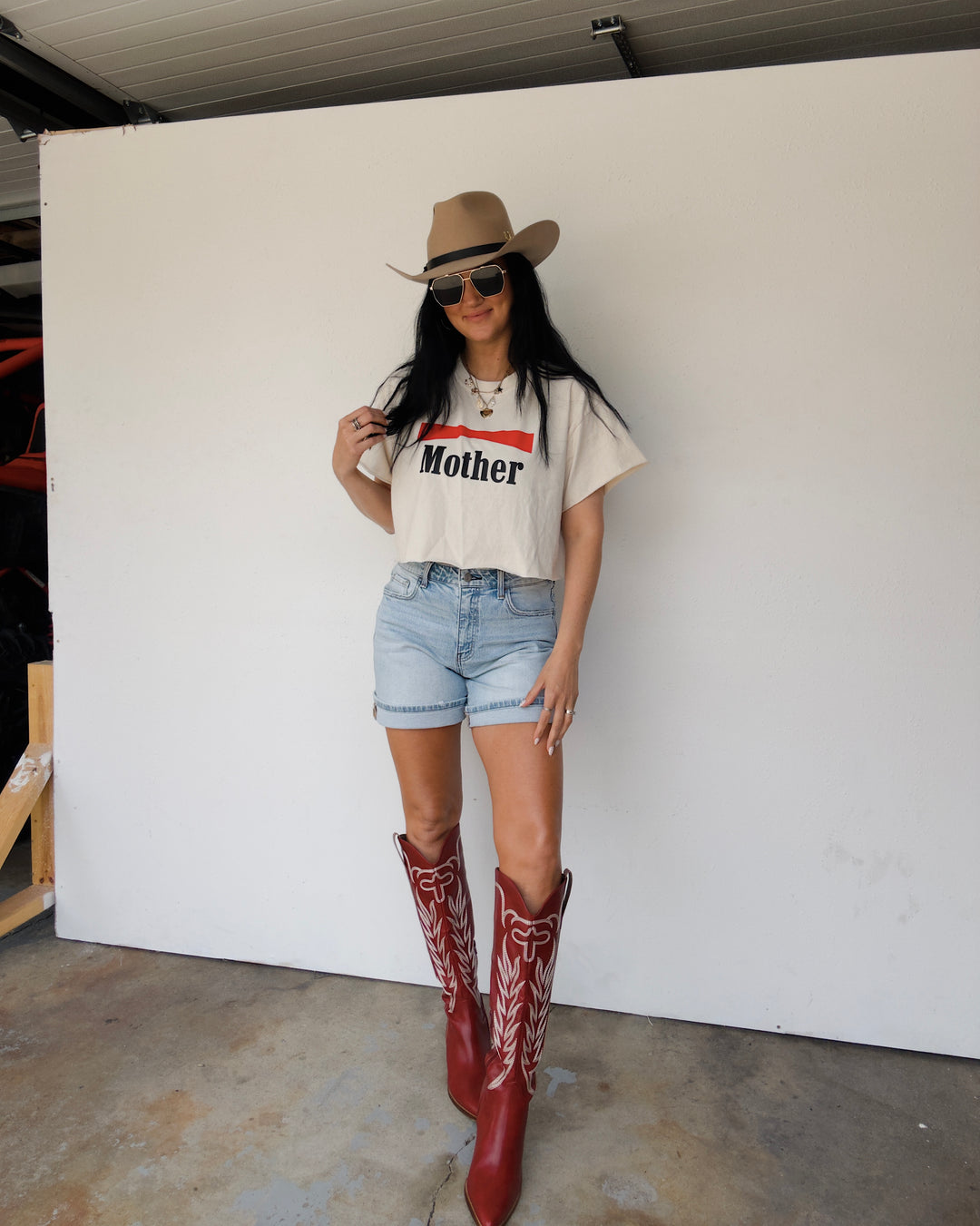 Mother Cropped Cotton Tee - Ivory