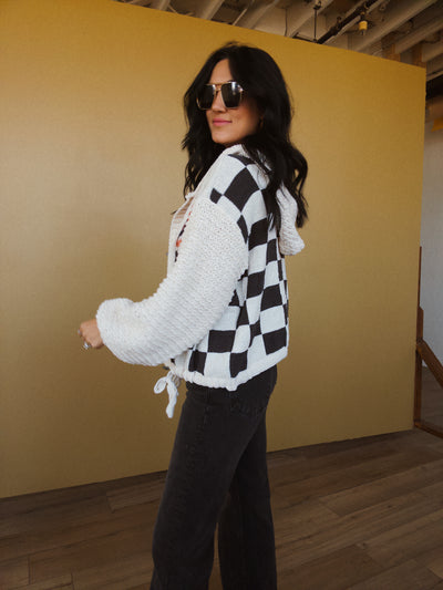 Keystone Checkered Cardigan - Cream Multi