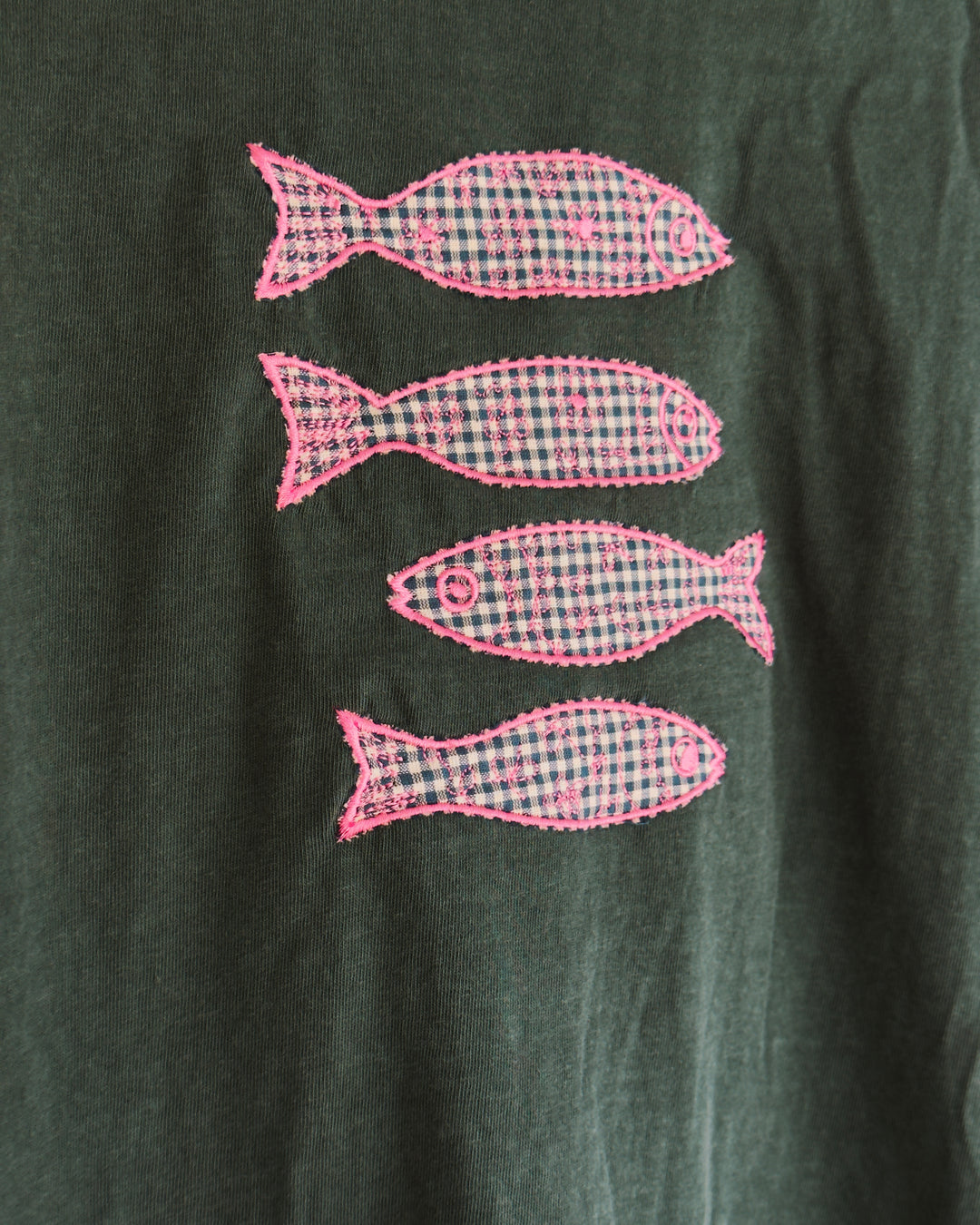 Checkered Trout Cotton Tee - Blue Spruce