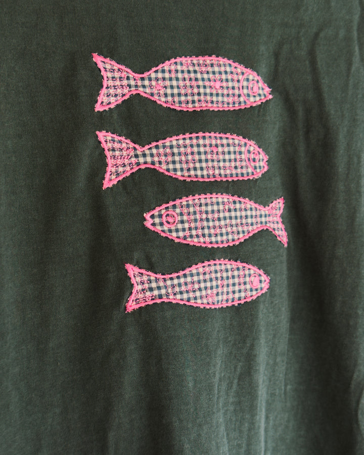 Checkered Trout Cotton Tee - Blue Spruce