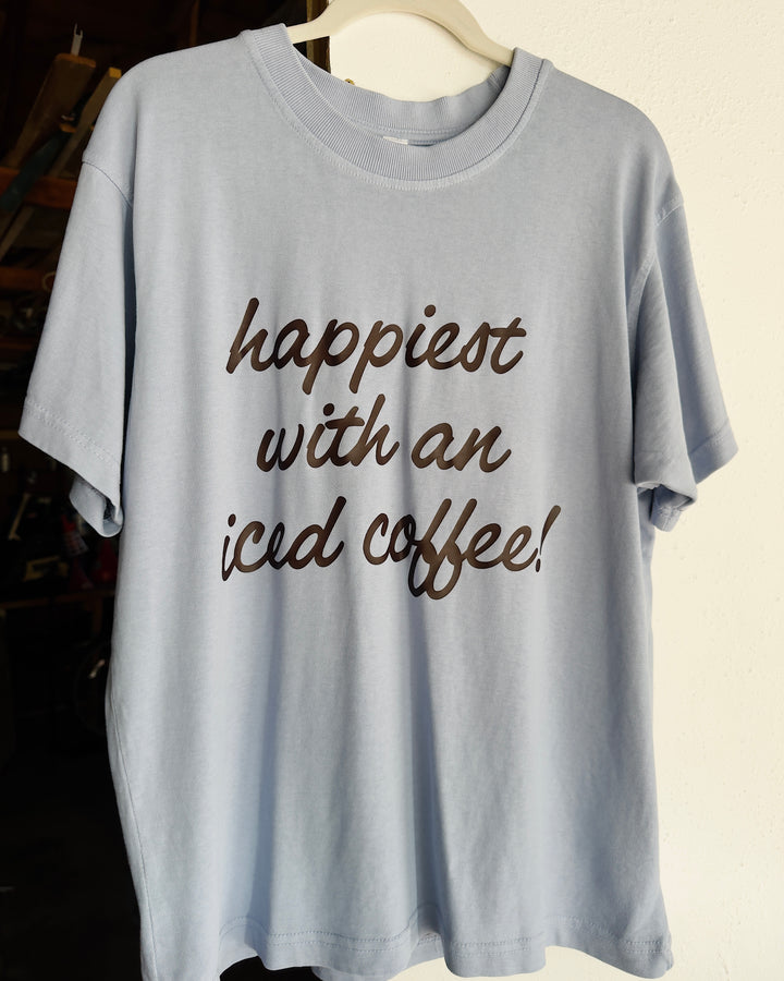 Happiest With An Iced Coffee Tee - Light Blue