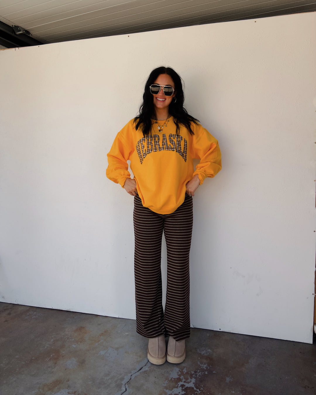 Nebraska Flannel Sweatshirt - Gold