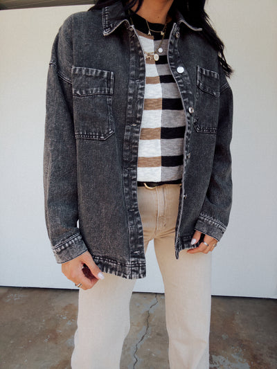 Night Out Denim Jacket - Washed Black