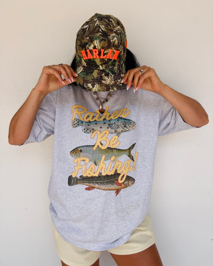 Rather Be Fishing Cotton Tee - Ash