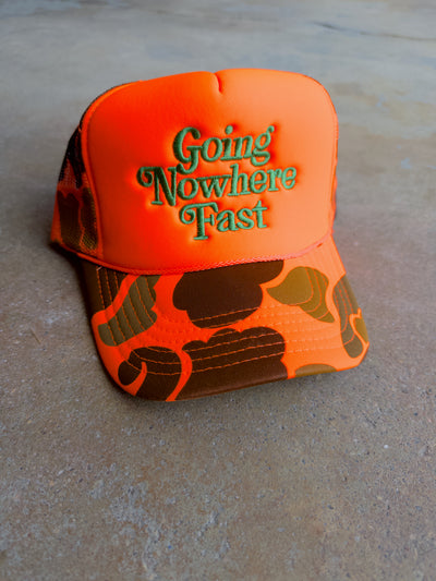 Going Nowhere Fast Hat - Orange Camo