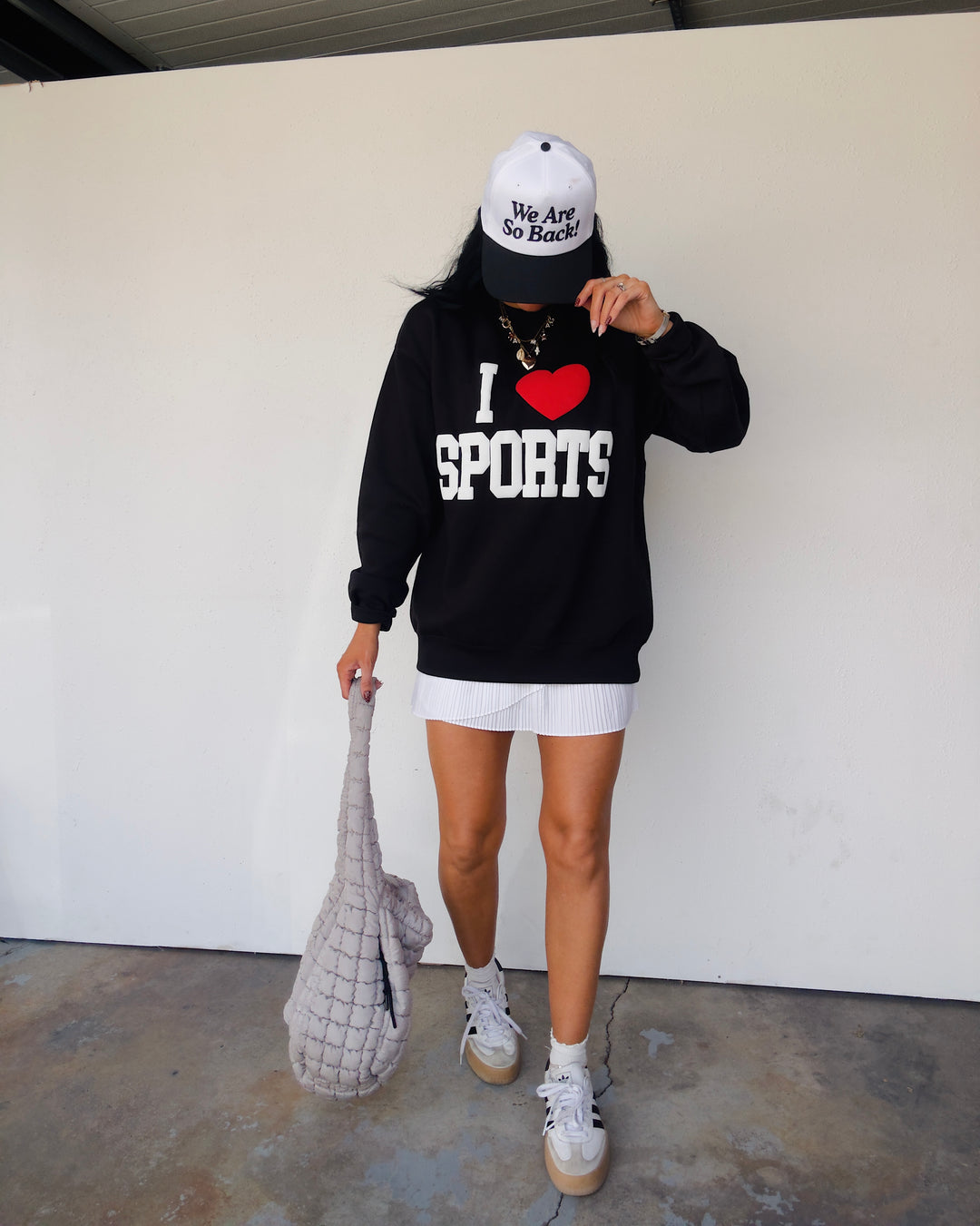 I Love Sports Puff Print Sweatshirt - Black