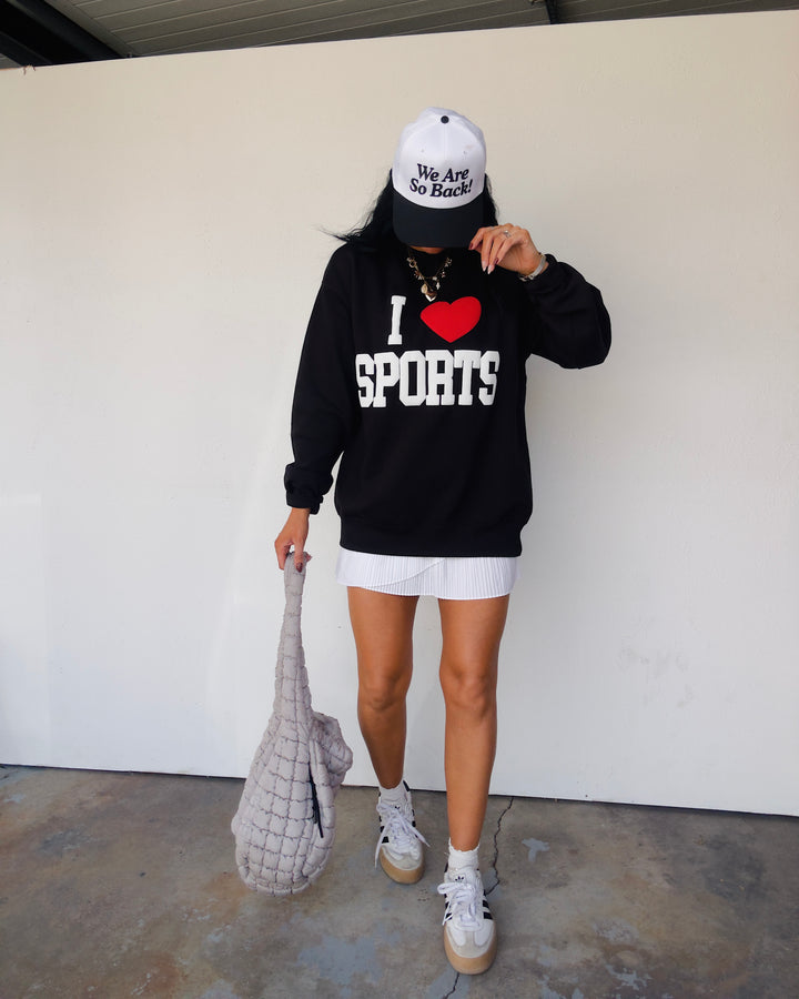I Love Sports Puff Print Sweatshirt - Black