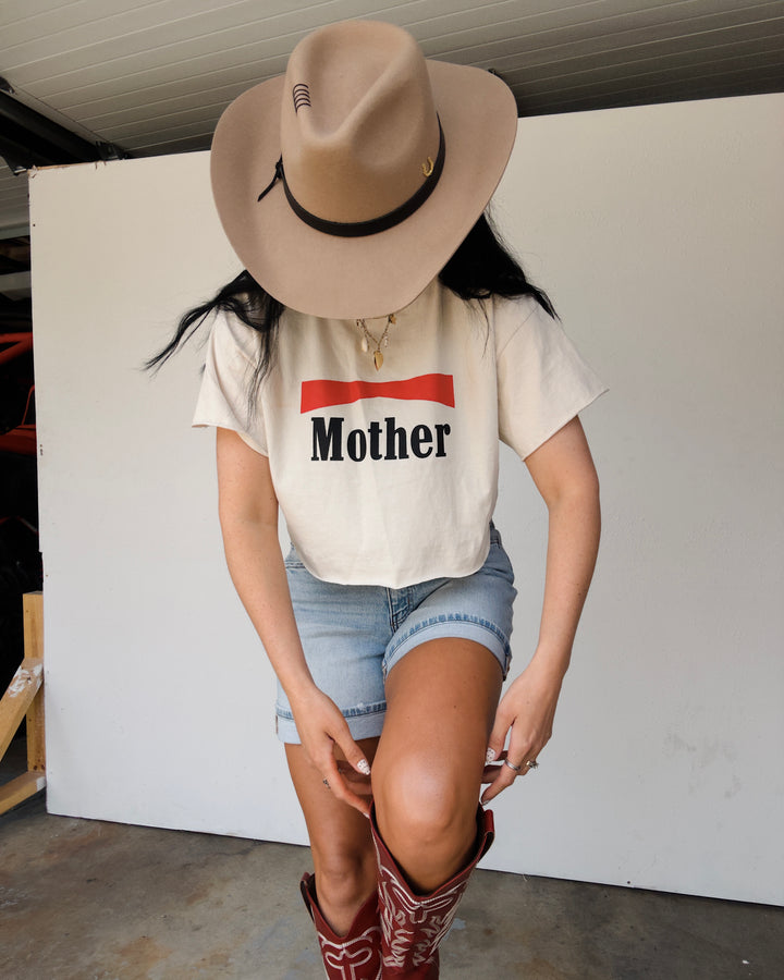 Mother Cropped Cotton Tee - Ivory