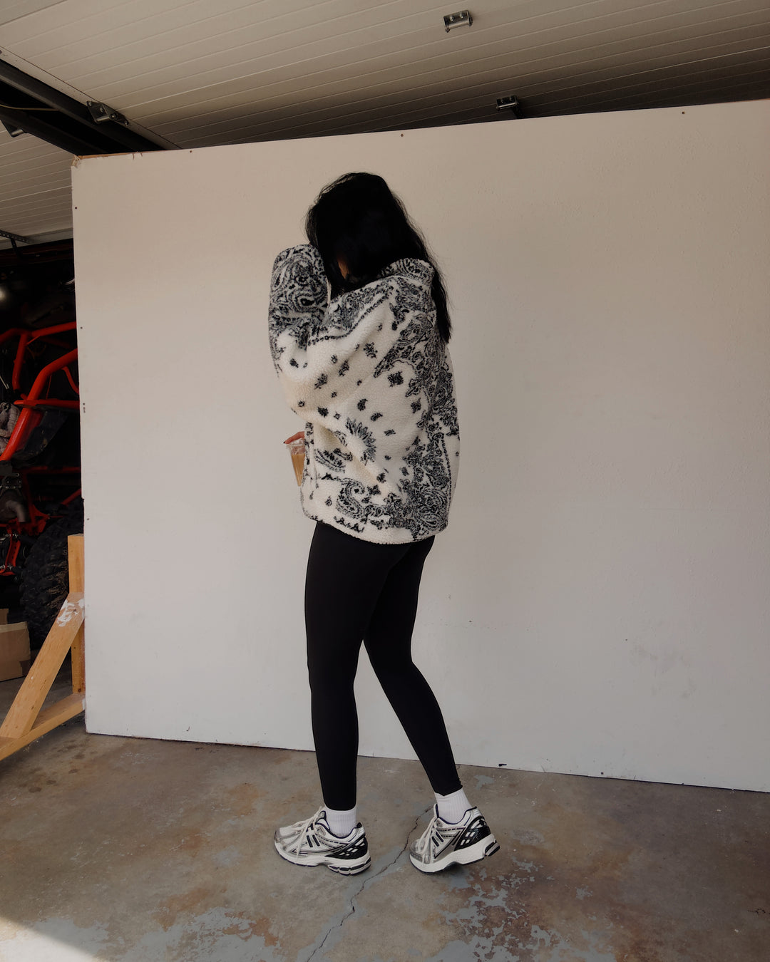 Paisley Prairie Fleece Jacket - Cream/Black