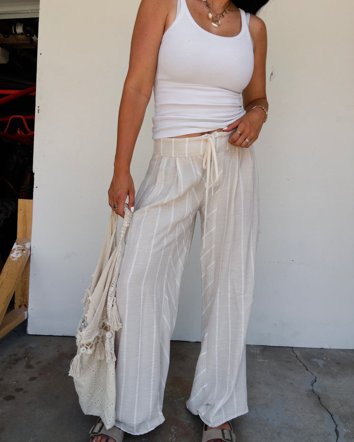 Shoreline Stripe Pants - Taupe