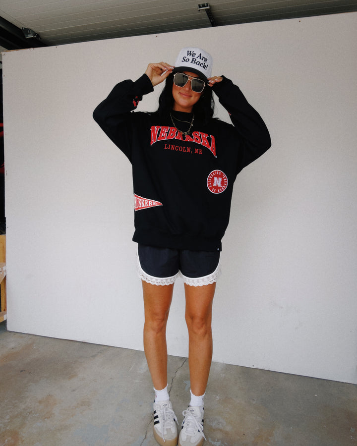 Nebraska All Over Scatter Mock Neck Sweatshirt - Black
