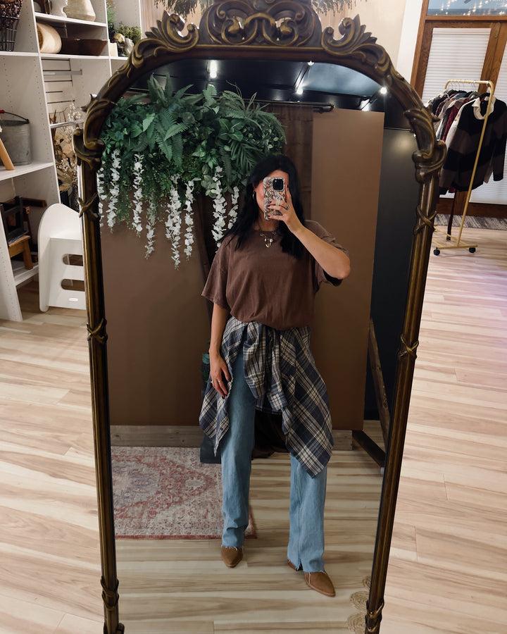 Everyday Washed Oversized Cotton Tee - Washed Brown