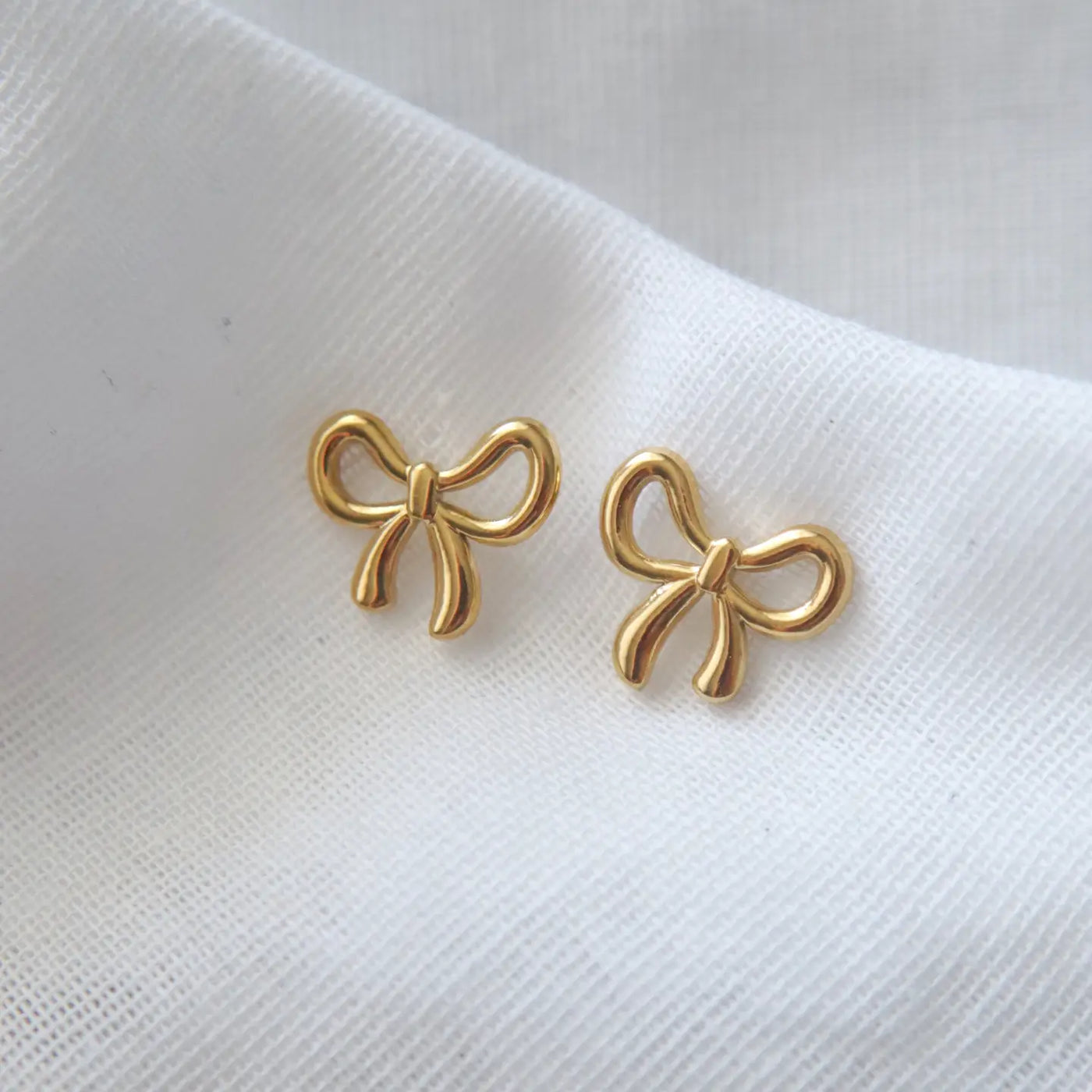 Bow Stud Earrings - Gold