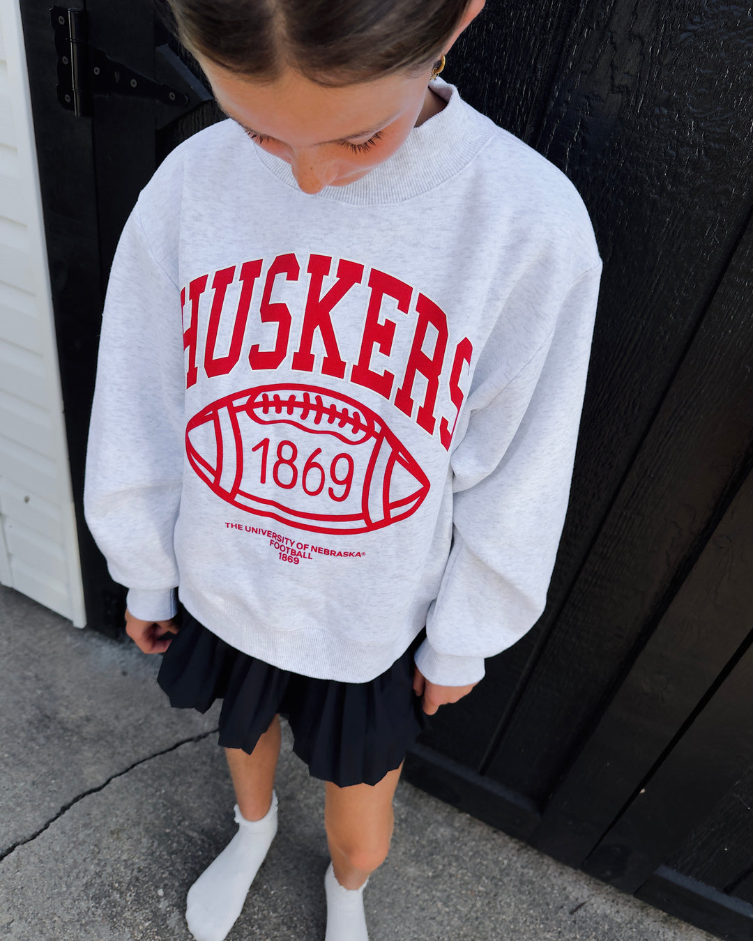 Youth Husker Football Mock Neck Sweatshirt - Ash